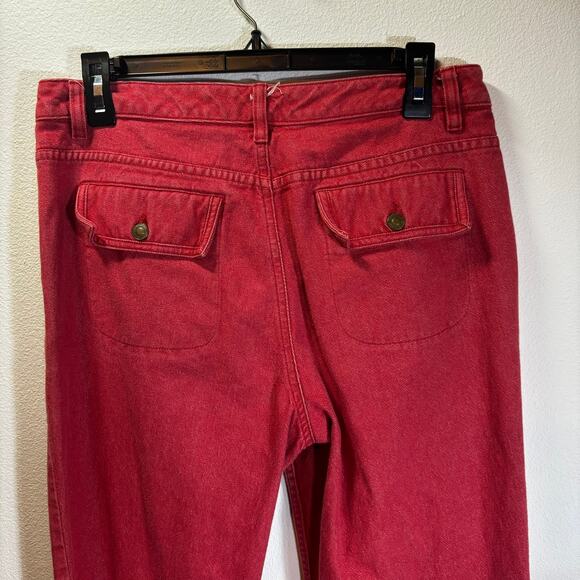 Vintage Liz Claiborne High Rise Straight Wide Leg Pants Women’s Red Denim Size 8 - Picture 3 of 6